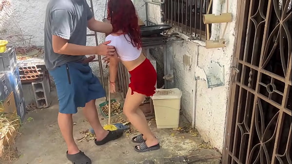 MY STEPDAUGHTER CLEANING THE YARD IN A SKIRT, HER ASS IS IRRESISTIBLE