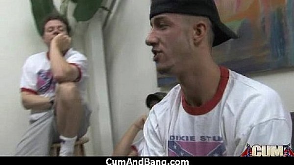 Ebony chick fucked hard in group sex action 21