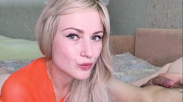 Sexy Girlfriend Blowjob Dick and Licking Balls after Work - Cum Swallow