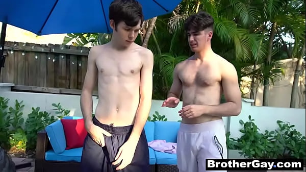 Young gay boy fucked by older step-brother bareback