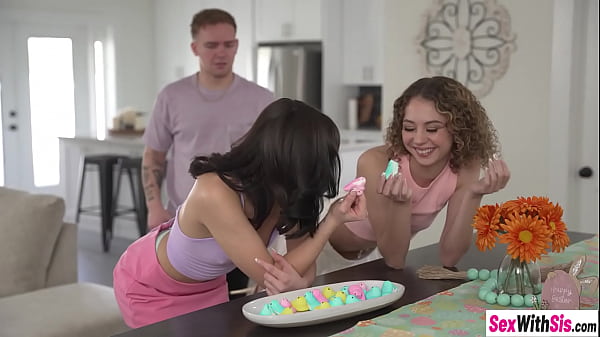 Two petite teens grabbed one dick and sucked it but after blowjob they enjoyed perfect pussy fucking