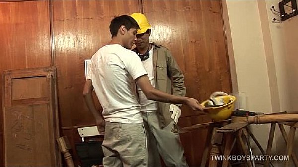 Two gay twink workes fucking  