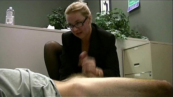 Employee gets masturbated by his horny lady boss