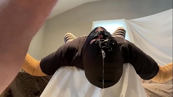 Sissy faggot getting a treat from straight alpha on Halloween