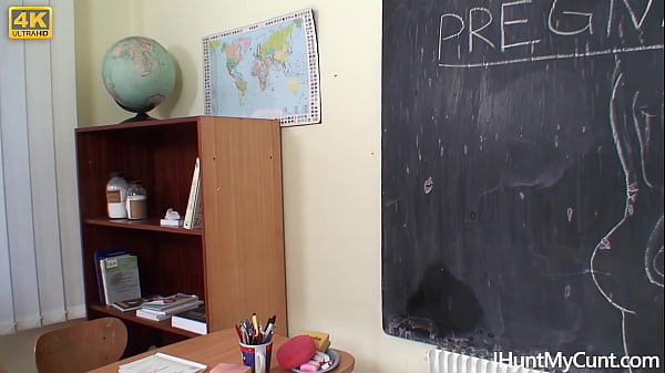 Teenage pregnant girl masturbates in class room  