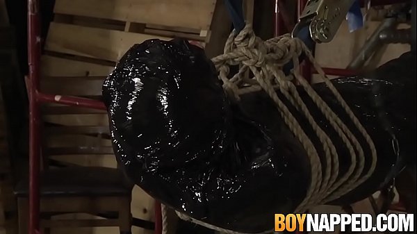 Wrapped up young sub jerked off by dom