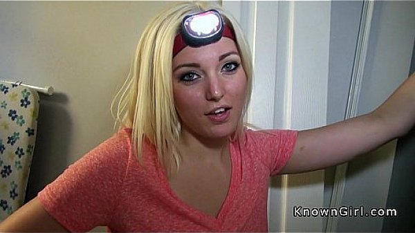 Blonde girlfriend deep throats big dick pov