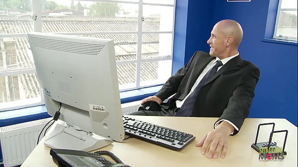 hot blonde secretary wants to please a horny bald dude by drooling on his cock in the office before getting her tight vagina banged in different poses.  