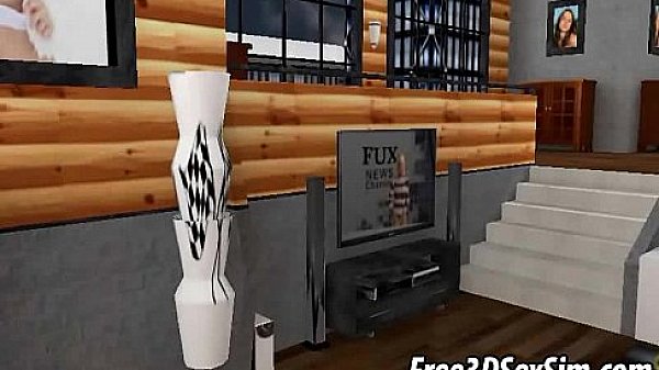 Two tasty 3D cartoon hotties sharing a rock hard cock