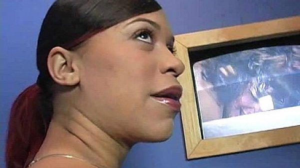 Ebony teen cleaning all the cocks at gloryhole 11