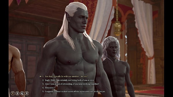 BG3 Naked Cutscenes: Drow Twins Sex Scene (with Halsin)