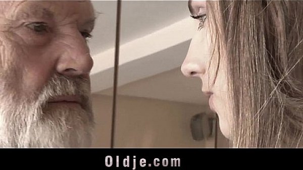 Sick cute teenie mouth cumshot medicine after fucking grandpa big old cock