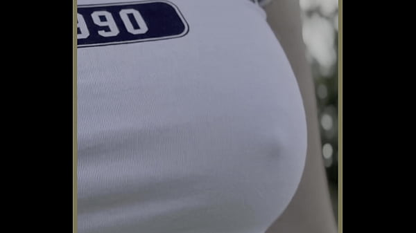 MILF exercises outdoors with no bra  