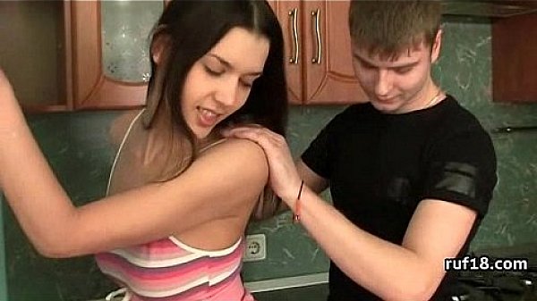 Skinny tight teen with big tits banged in her bathroom