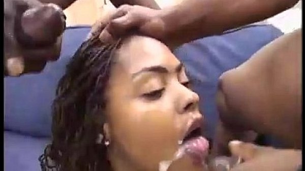 cute little ebony gets fucked by two dudes