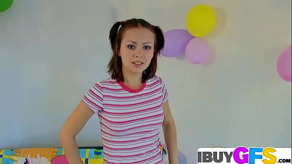 Sweet Teen strip off her clothes showing her natural tits and pussy. She rubbing it gentle  