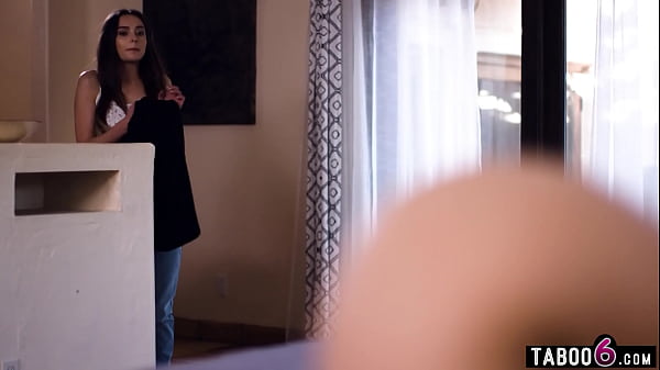 BBW teen busted touching herself by her sexy roommate who noticed she was watching lesbian porn on her phone 