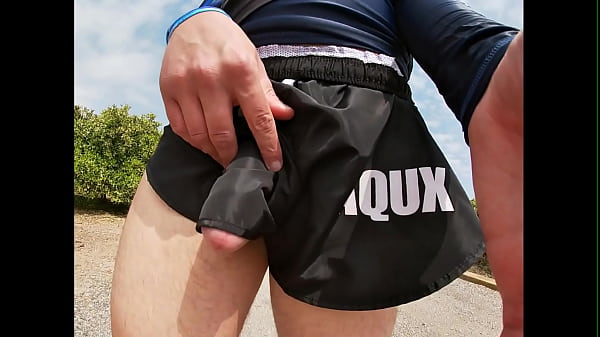 A biker catches me running with my dick out