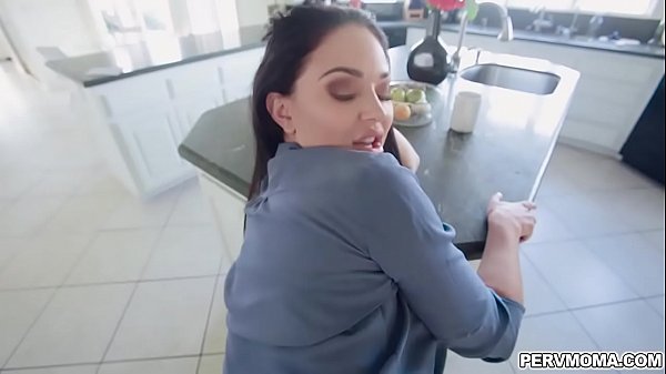 Stepson fucks his stepmoms huge titties until he burst his load in her huge caps 