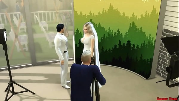 Beautiful Newlywed Woman In Wedding Dress Fucked in Photo Shoot Next to Her Cuckold Husband Netorare Wife Transforms into a Whore