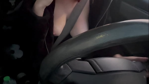 European Stepmom Artemisia Love showing her big boobs while driving  