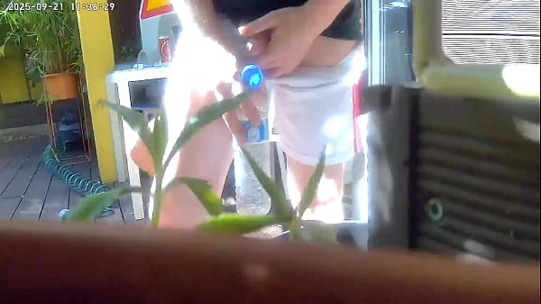 Redhead boy tries to pee in a bottle hiding from his friend. Caught, it ends up in watersports and a gay blowjob  