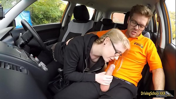 Blond teen Satin Spank banged in the car