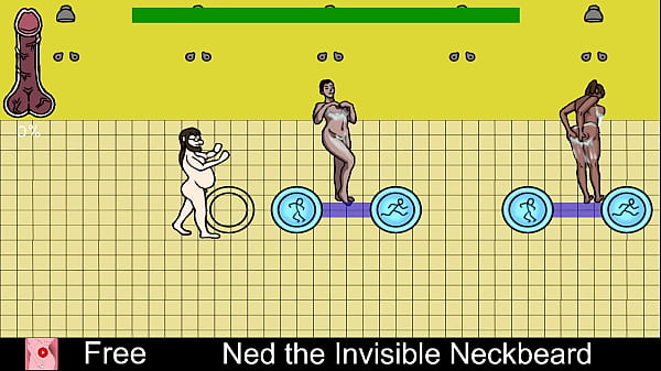 Ned the Invisible Neckbeard (free game itchio) 2D, Adult, Erotic, NSFW, nudity, one-button