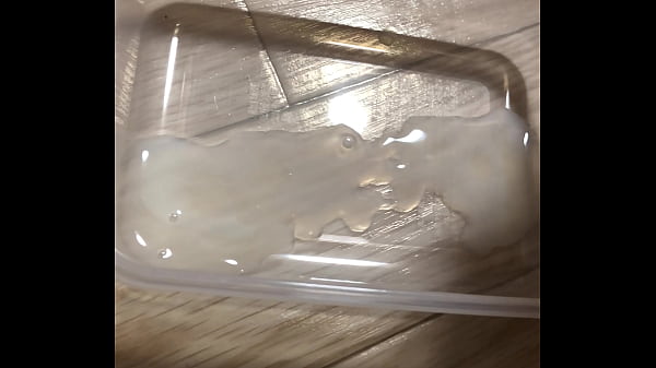 cumshot to plastic tray