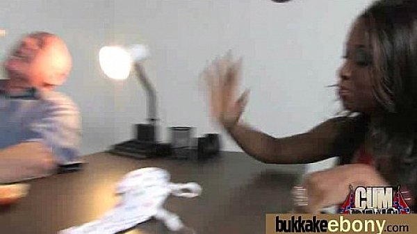Ebony gets group cumshots 7