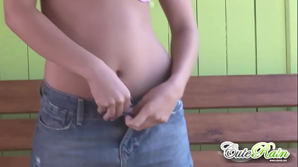 Horny Cute Rain outdoors and showing off her boobs  