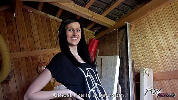 Povbitch Tall brunette show her sexual skills in garden house