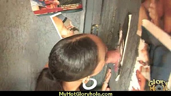 Ebony Hottie Milking Cocks in the Gloryhole 13