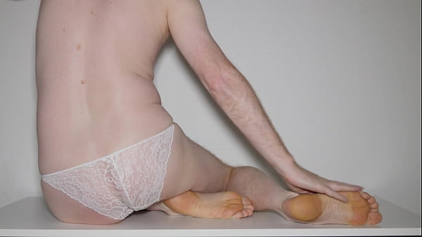 Taking off white panties 