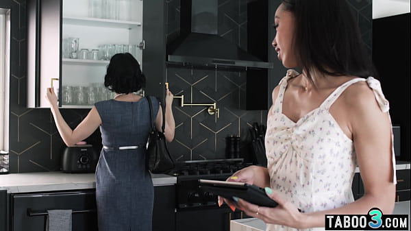 Petite black slut luring a naive realtor into strapon fuck