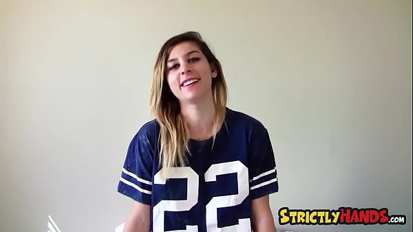 StrictlyHands - Tattooed amateur Kaci rubs her shaved pussy and gives a damn good handjob  