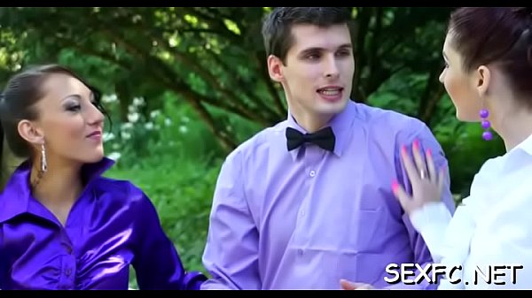 Clothed chicks take long dicks