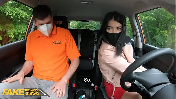 Fake Driving School Sexy Black haired Lady Dee gets fucked doggystyle in public 
