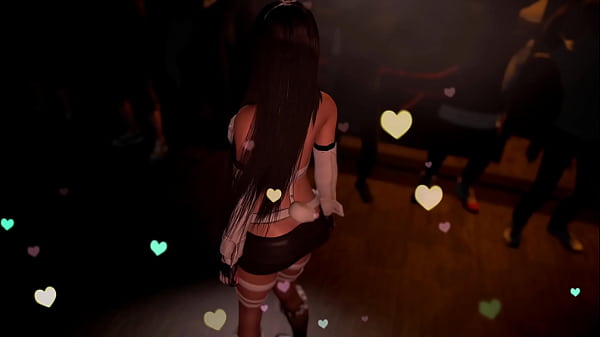 Lewd athletic Tifa in rabbit costume entertains clients with erotic dance  
