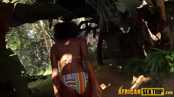 Black sexy MILF gives me a blowjob outdoors POV as I film gonzo moviw