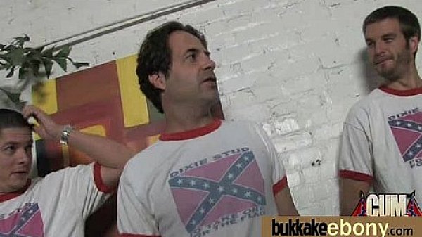 Ebony babe sucks too many white cocks 4