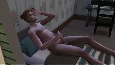 Дрочит свои член на кровати, симс 4