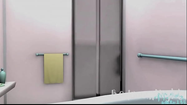 Boobs bouncing on bathroom  