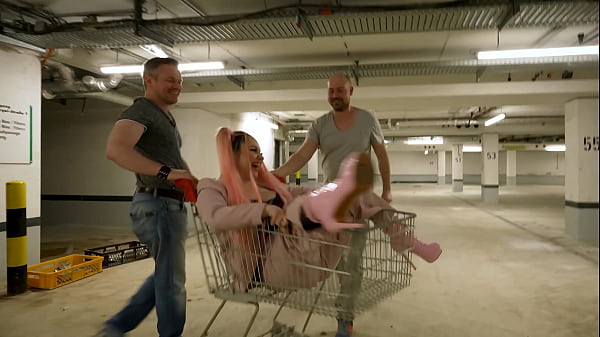 German Curvy Bitch Maria Gail at Risky MMF 3some Sex at Car Parking Area