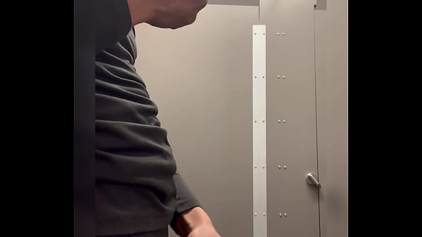 Public jerkoff in public restroom