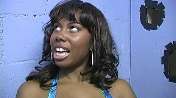 Black girl sucking their first white cock in Gloryhole 7