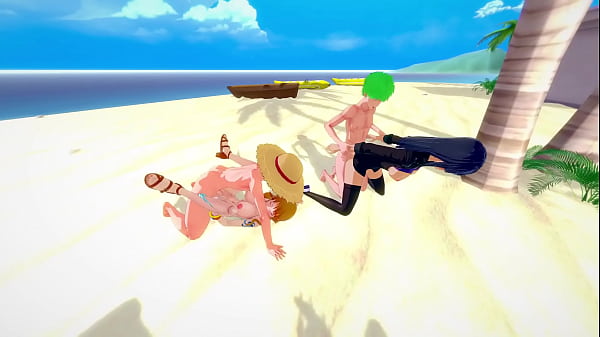 LUFFY AND ZORO FUCK NAMI AND ROBIN IN WILD GROUP SEX - ONE PIECE HENTAI