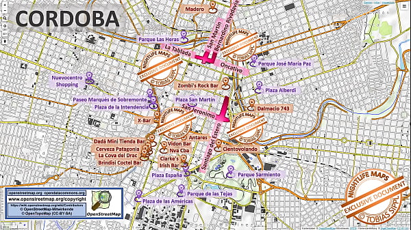 Street Map of Cordoba with Indication where to find Streetworkers, Freelancers and Brothels. Also we show you the Bar, Nightlife and Red Light District in the City  