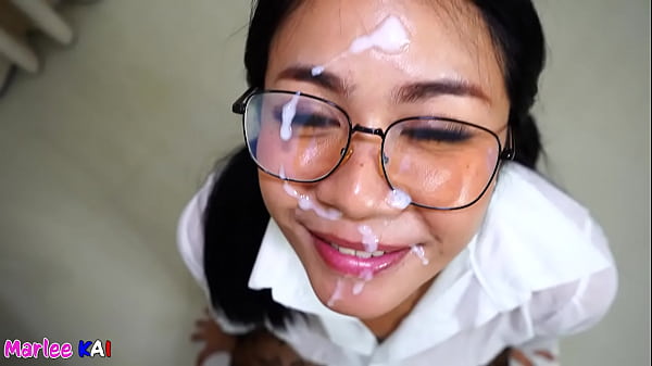 Thai Lady in Student Uniform Takes Big Facial Cumshot