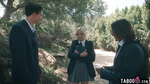 Virgin blonde double penetration fuck by her hung stepbros